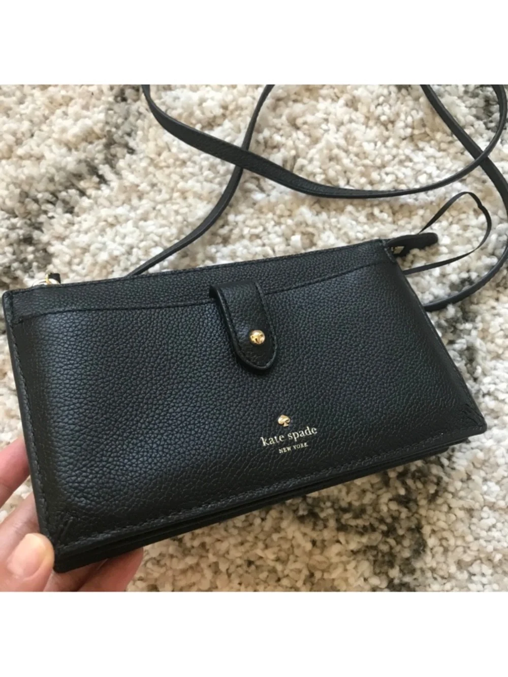Kate Spade Larchmont Avenue Alegra crossbody bag/clutch in black pebbled leather